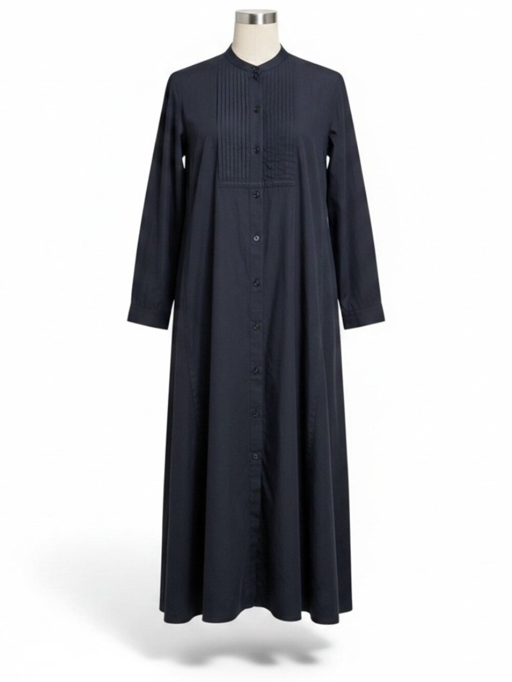 Uniqlo Ines De La Fressange Cotton Shirt Dress Navy Blue M Pleated Pockets